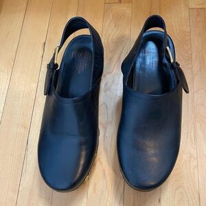 Charlotte Stone Jona Black Leather Slingback Clogs